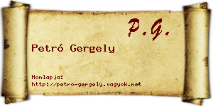 Petró Gergely névjegykártya