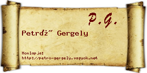 Petró Gergely névjegykártya